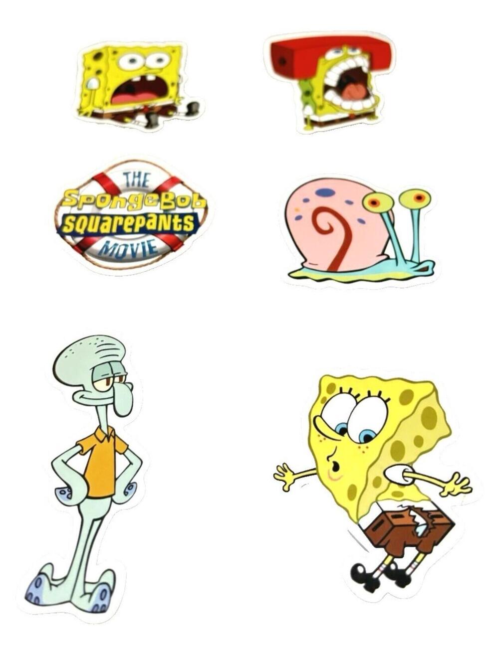 SpongeBob SquarePants 6pc Vinyl Stickers Lot Cartoon Water Bottle Laptop Decals